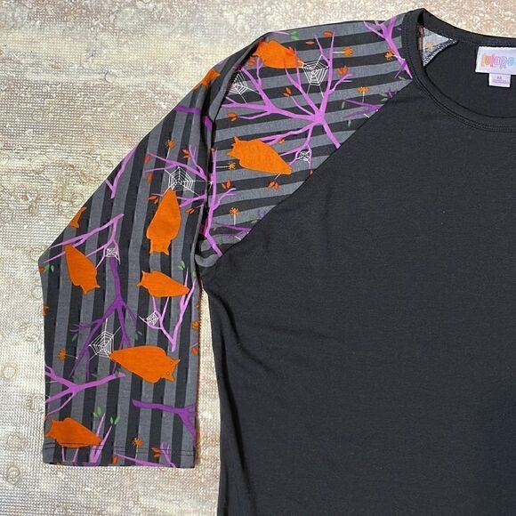 Lularoe woman’s black three-quarter sleeve Halloween themed top. Size M. - Picture 2 of 6